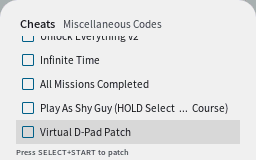 Cheats panel